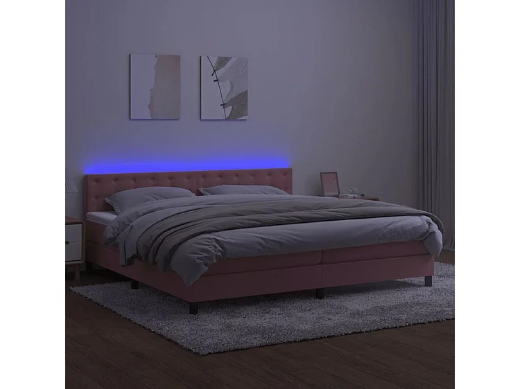 Sommier à lattes de lit avec matelas et LED Rose 200x200