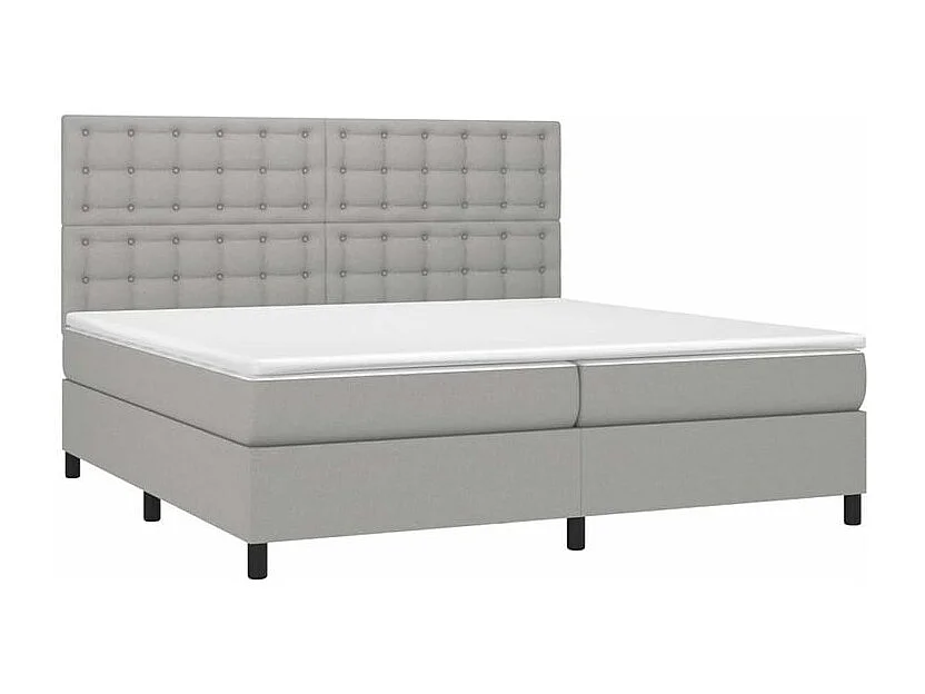 Sommier à lattes de lit et matelas et LED Gris clair 200x200