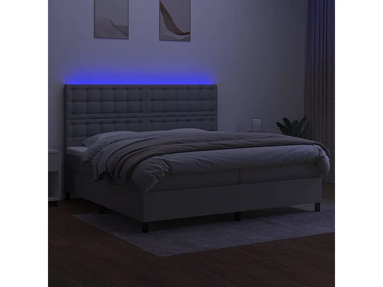 Sommier à lattes de lit et matelas et LED Gris clair 200x200