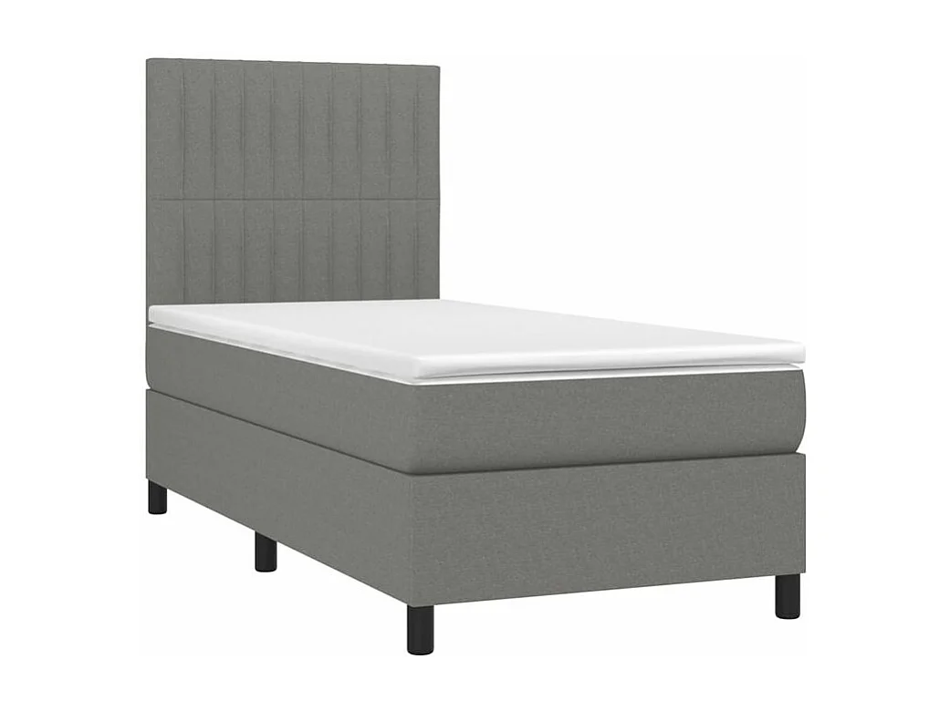 Sommier à lattes de lit et matelas et LED Gris foncé 100x200