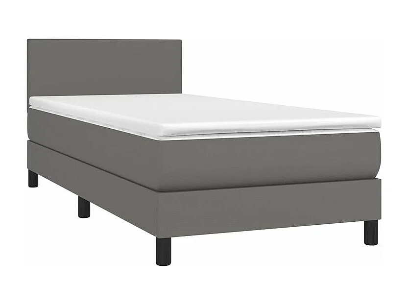 Sommier à lattes de lit avec matelas et LED Gris 80x200