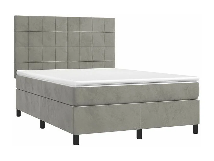 Sommier à lattes de lit matelas et LED Gris clair 140x190