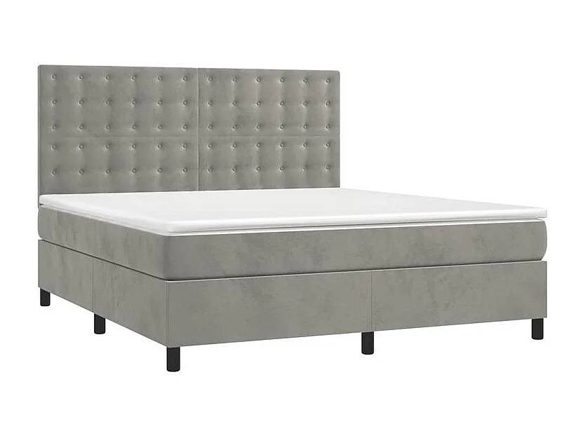 Sommier à lattes de lit matelas et LED Gris clair 160x200