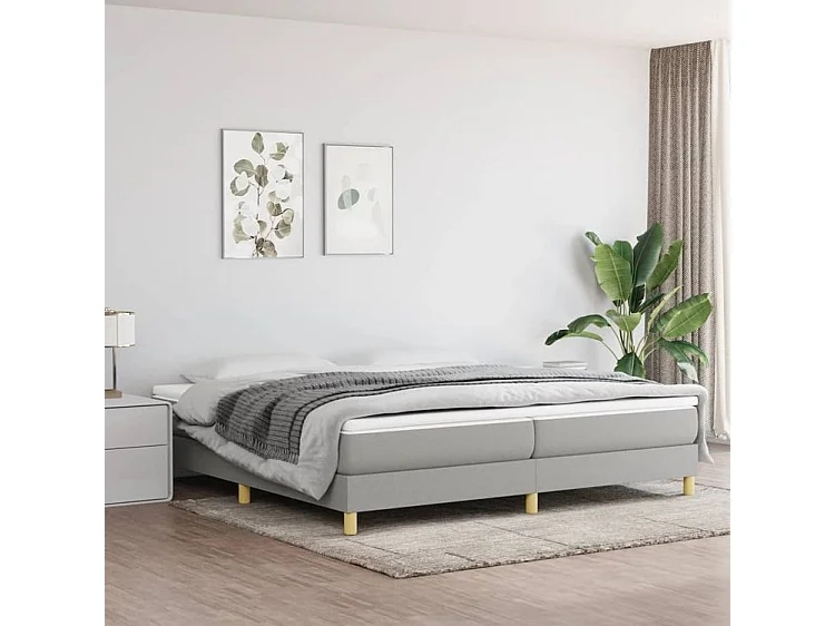 Sommier à lattes de lit avec matelas Gris clair 200x200 Tissu