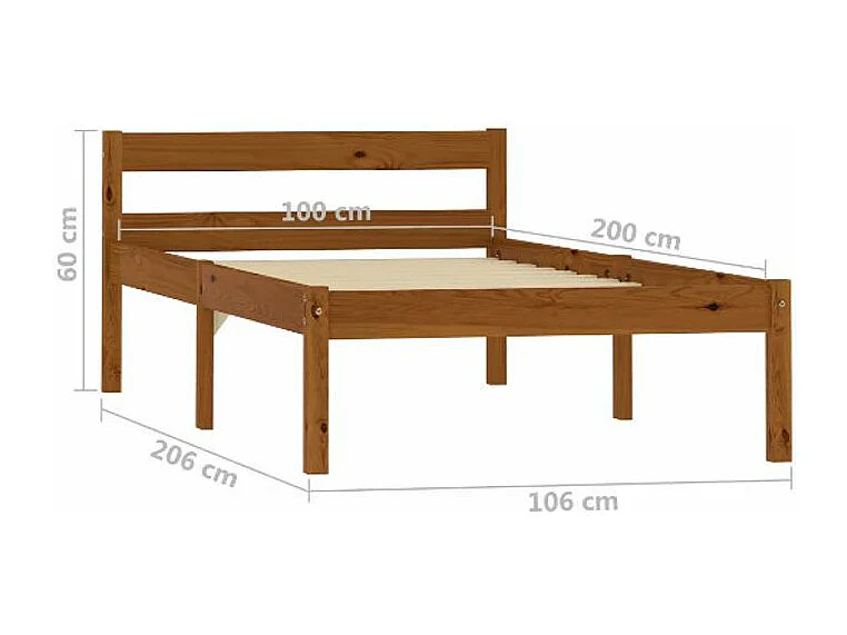 Lit 1 place pin massif foncé Dorma 100x200