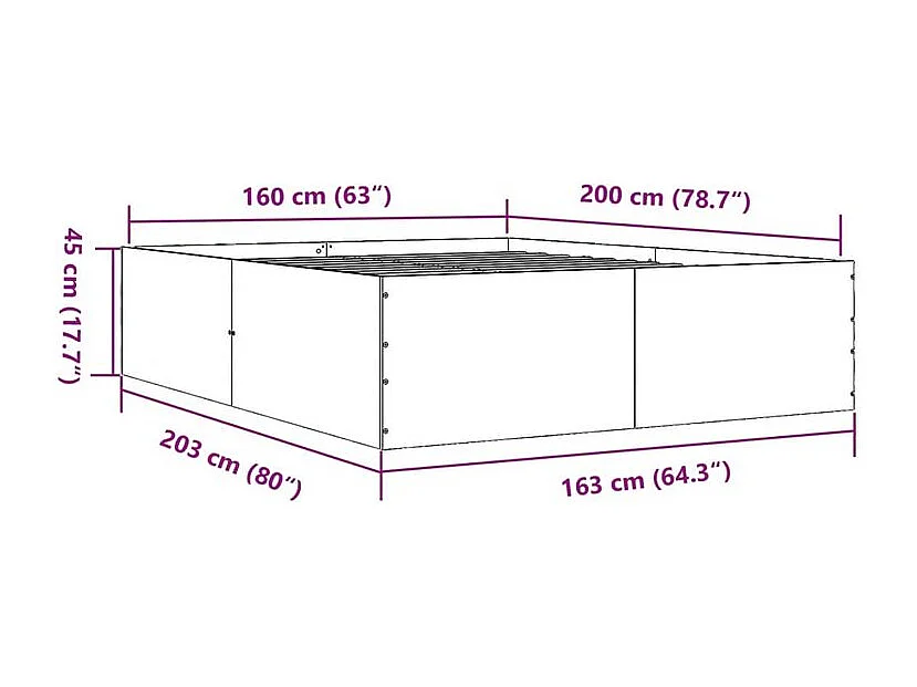 Cadre de lit sonoma gris 160x200 bois d'ingénierie