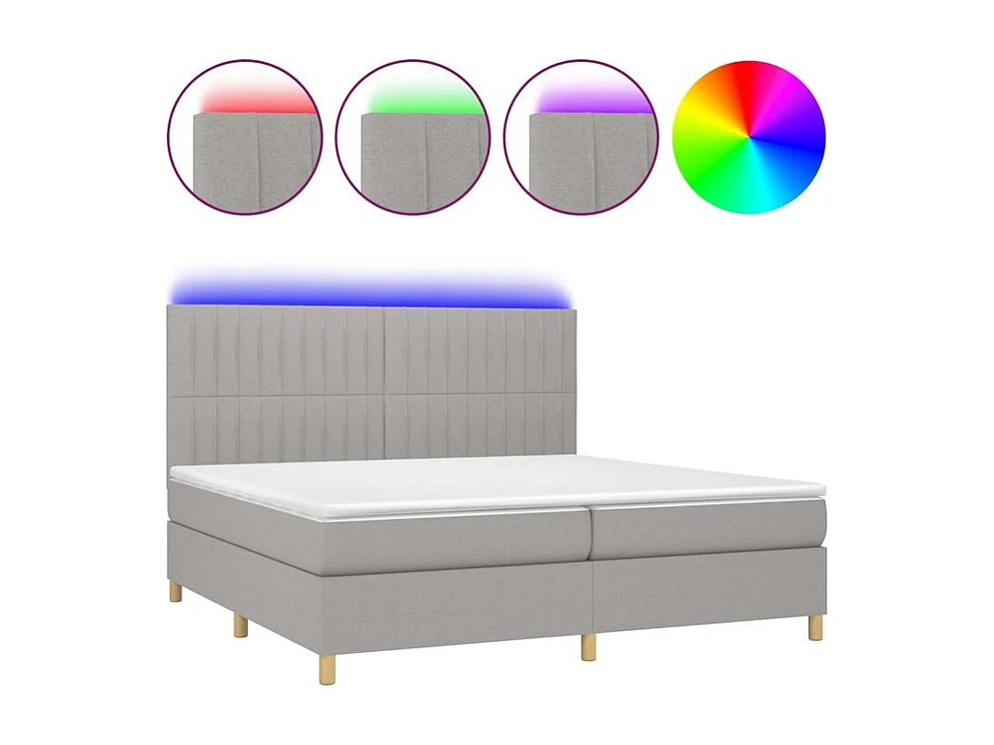 Sommier à lattes de lit matelas et LED Gris clair 200x200