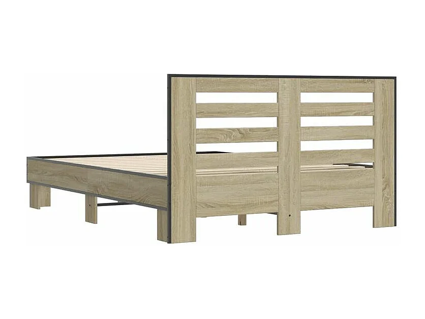 Cadre de lit chêne sonoma 120x200 bois d'ingénierie et métal