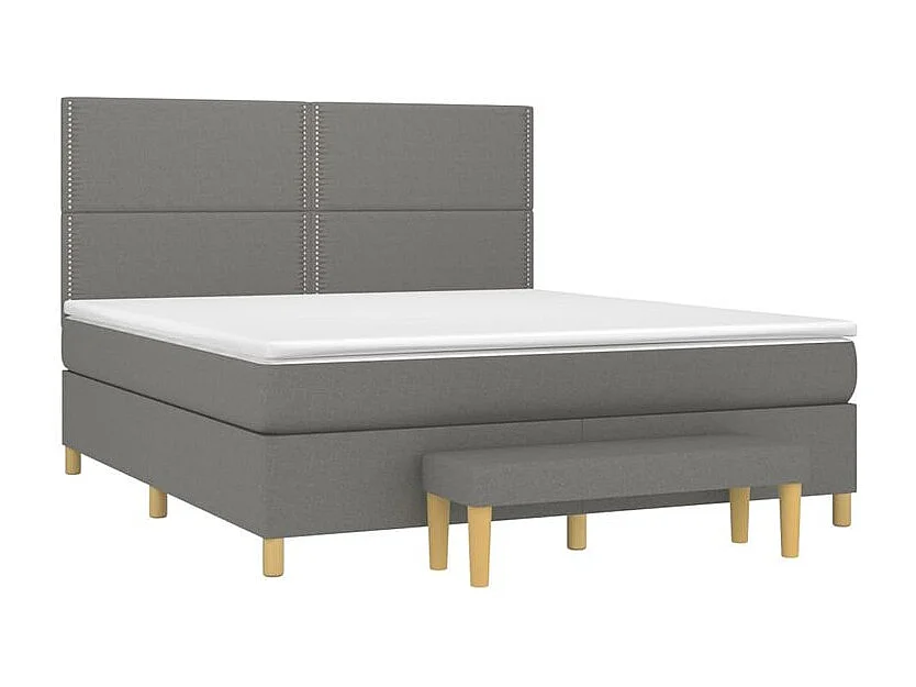 Sommier à lattes de lit avec matelas Gris foncé 180x200 Tissu