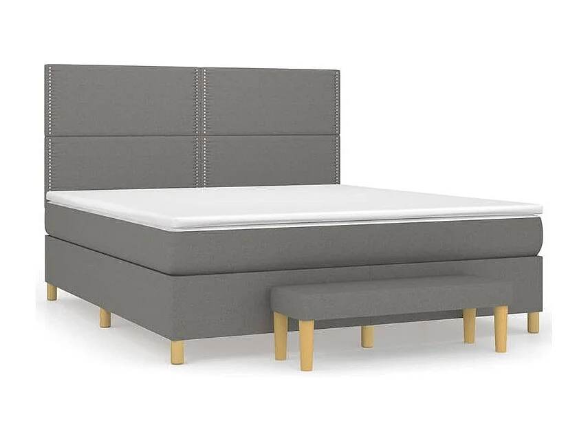 Sommier à lattes de lit avec matelas Gris foncé 180x200 Tissu