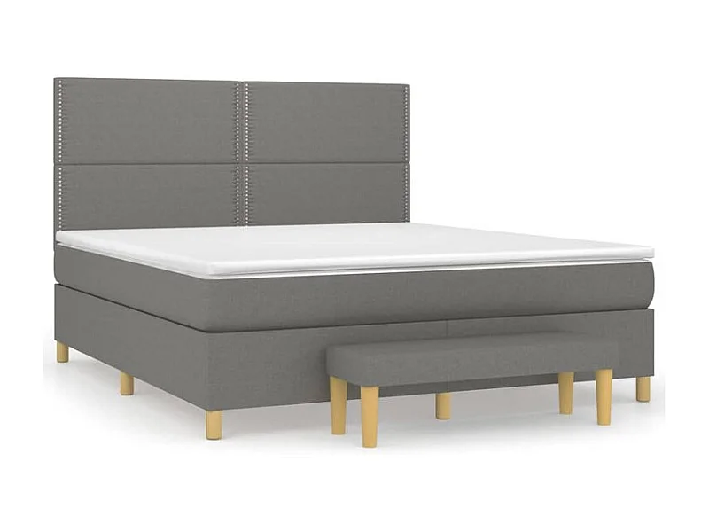Sommier à lattes de lit avec matelas Gris foncé 180x200 Tissu
