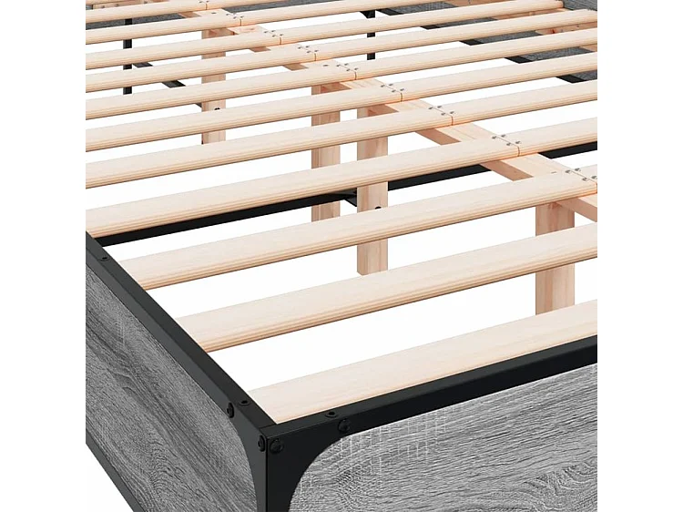 Cadre de lit sonoma gris 150x200 bois d'ingénierie et métal