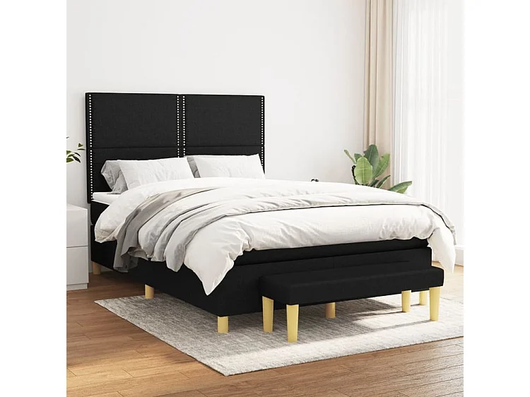 Sommier à lattes de lit avec matelas Noir 140x190 Tissu