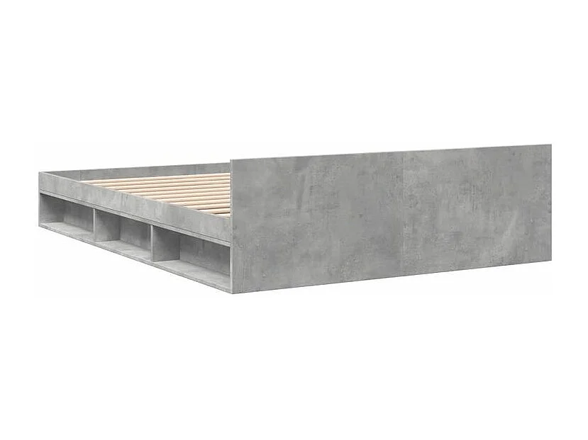 Cadre de lit et tiroirs gris béton 120x200 bois d'ingénierie