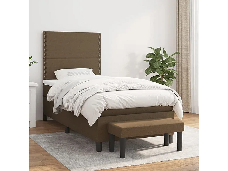 Sommier à lattes de lit avec matelas Marron foncé 90x190