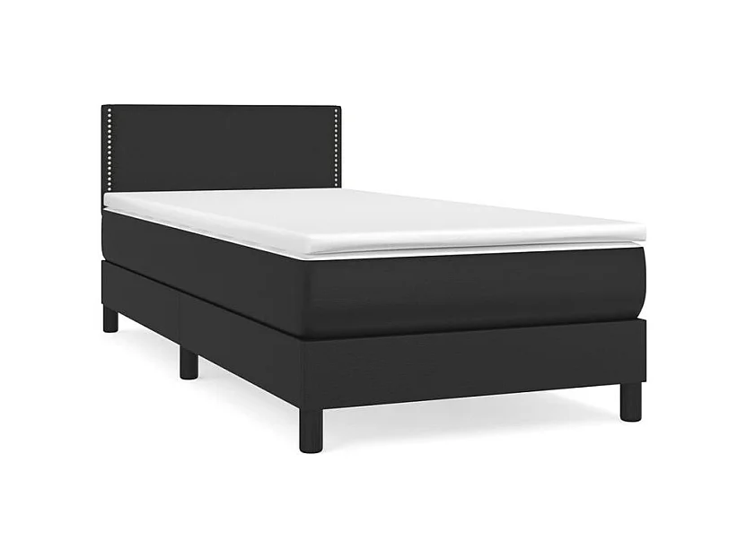Sommier à lattes de lit avec matelas Noir 80x200 Similicuir