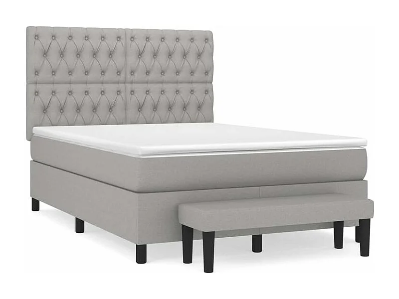 Sommier à lattes de lit avec matelas Gris clair 140x200 Tissu