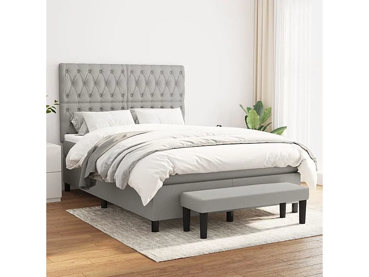 Sommier à lattes de lit avec matelas Gris clair 140x200 Tissu