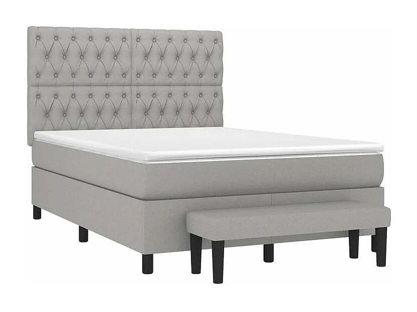 Sommier à lattes de lit avec matelas Gris clair 140x200 Tissu