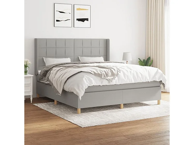 Sommier à lattes de lit avec matelas Gris clair 160x200 Tissu