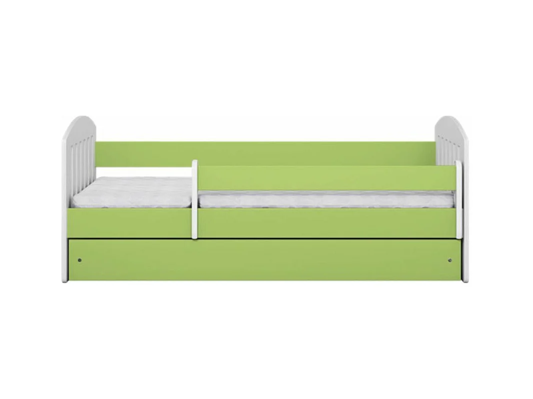 Cama infantil con barrera de seguridad extraíble Klaky verde-Colchones de espuma-Ropa de cama 80x140 cm