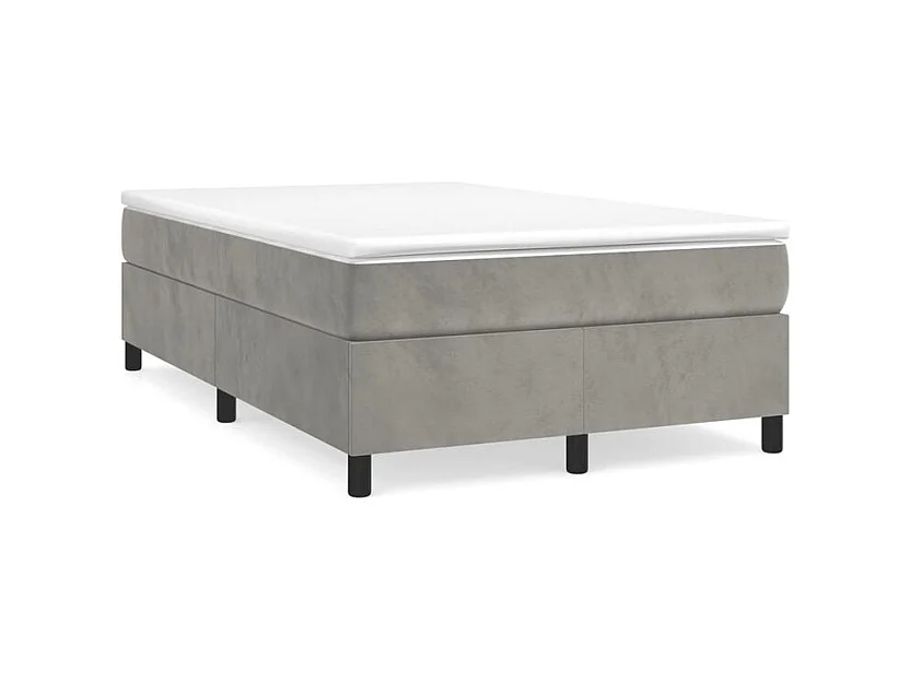 Sommier à lattes de lit et matelas Gris clair 120x200 Velours
