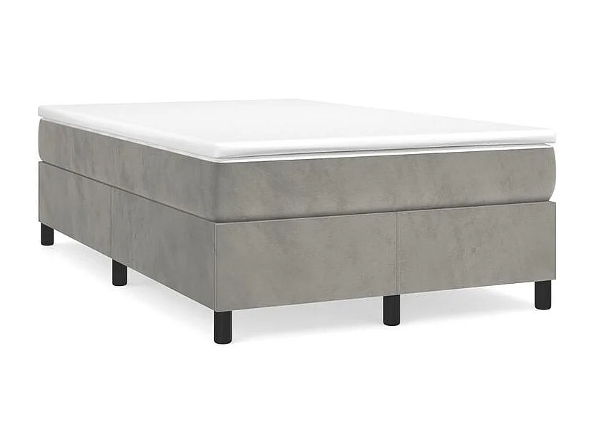 Sommier à lattes de lit et matelas Gris clair 120x200 Velours