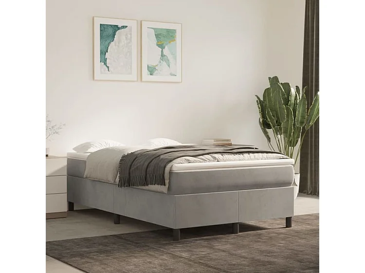 Sommier à lattes de lit et matelas Gris clair 120x200 Velours