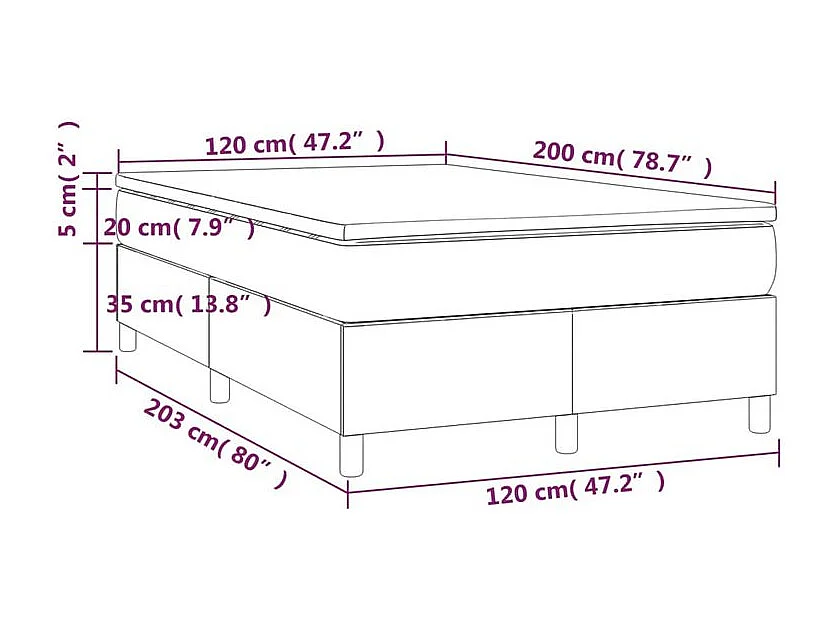 Sommier à lattes de lit et matelas Gris clair 120x200 Velours