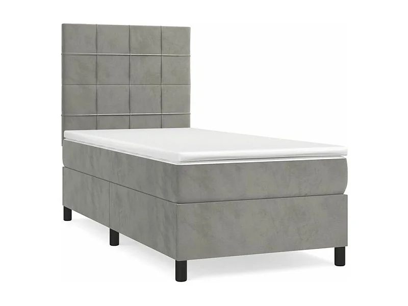 Sommier à lattes de lit et matelas Gris clair 90x190 Velours
