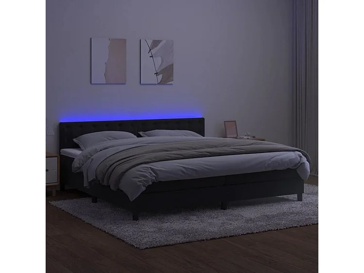 Sommier à lattes de lit avec matelas et LED Noir 200x200