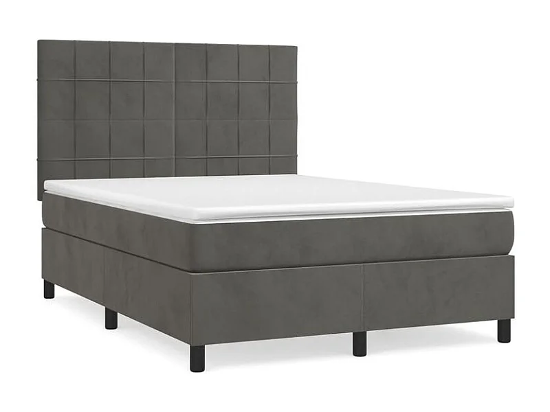 Sommier à lattes de lit et matelas Gris foncé 140x190 Velours