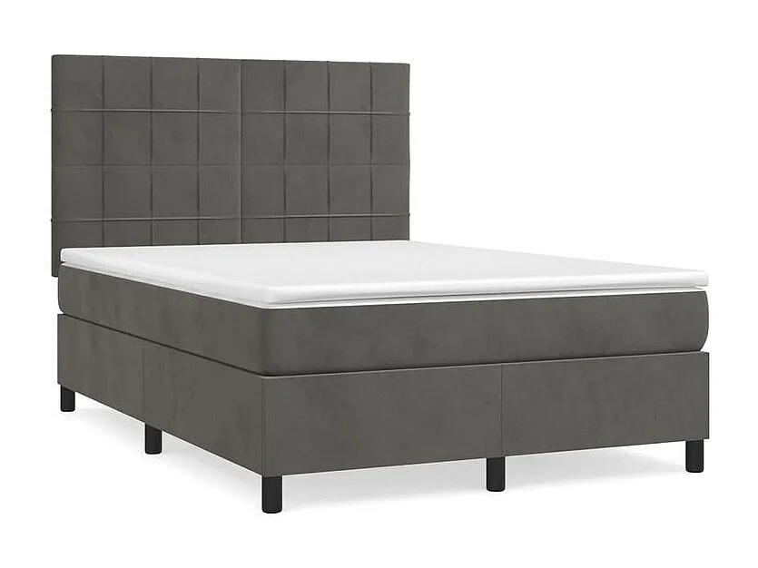 Sommier à lattes de lit et matelas Gris foncé 140x190 Velours
