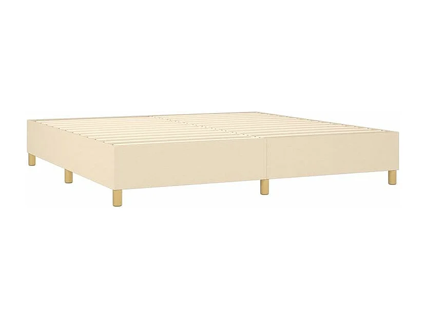 Sommier à lattes de lit et matelas et LED Crème 200x200 Tissu