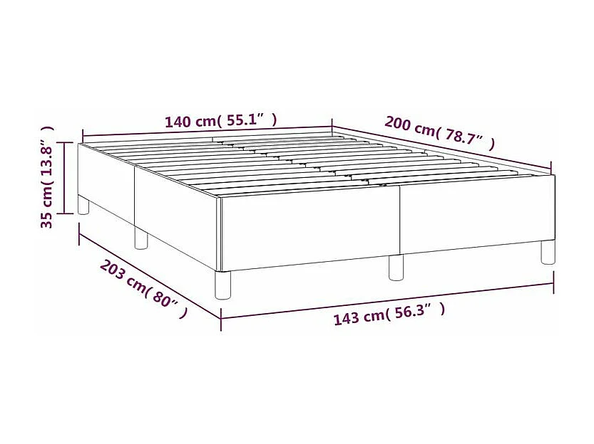 Sommier à lattes de lit avec matelas Gris clair 140x200 Tissu