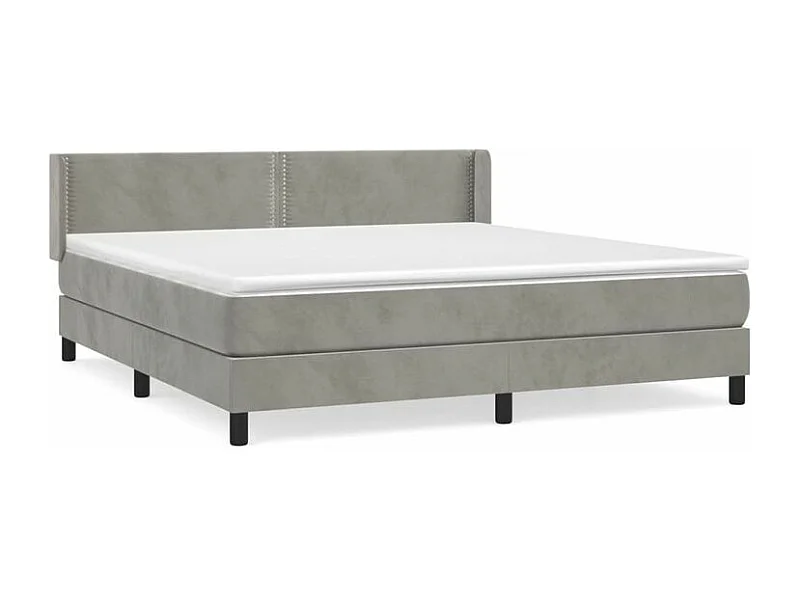 Sommier à lattes de lit et matelas Gris clair 160x200 Velours