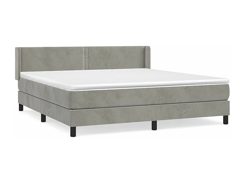 Sommier à lattes de lit et matelas Gris clair 160x200 Velours