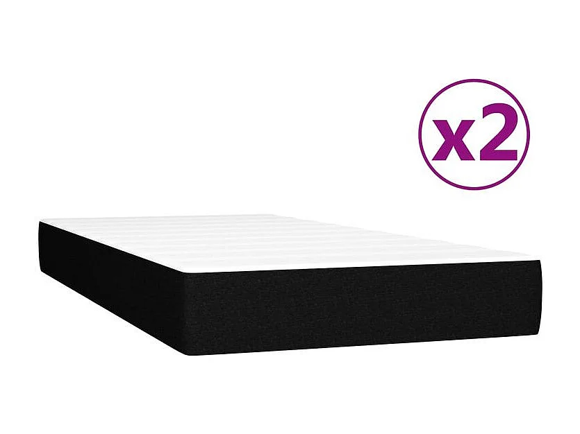 Sommier à lattes de lit avec matelas Noir 200x200 Tissu