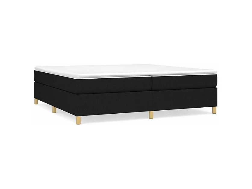 Sommier à lattes de lit avec matelas Noir 200x200 Tissu