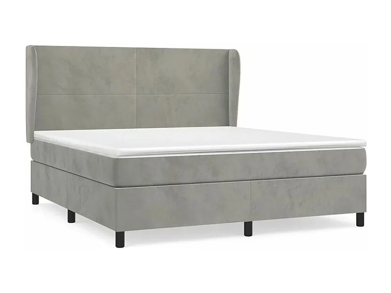 Sommier à lattes de lit et matelas Gris clair 160x200 Velours