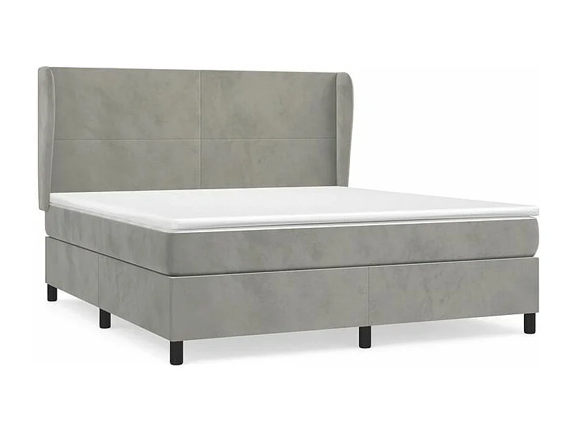 Sommier à lattes de lit et matelas Gris clair 160x200 Velours