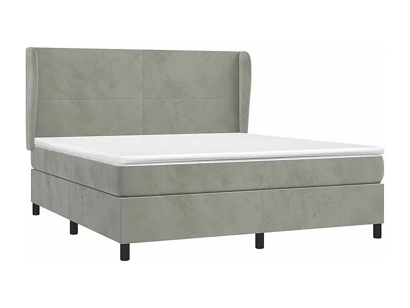 Sommier à lattes de lit et matelas Gris clair 160x200 Velours