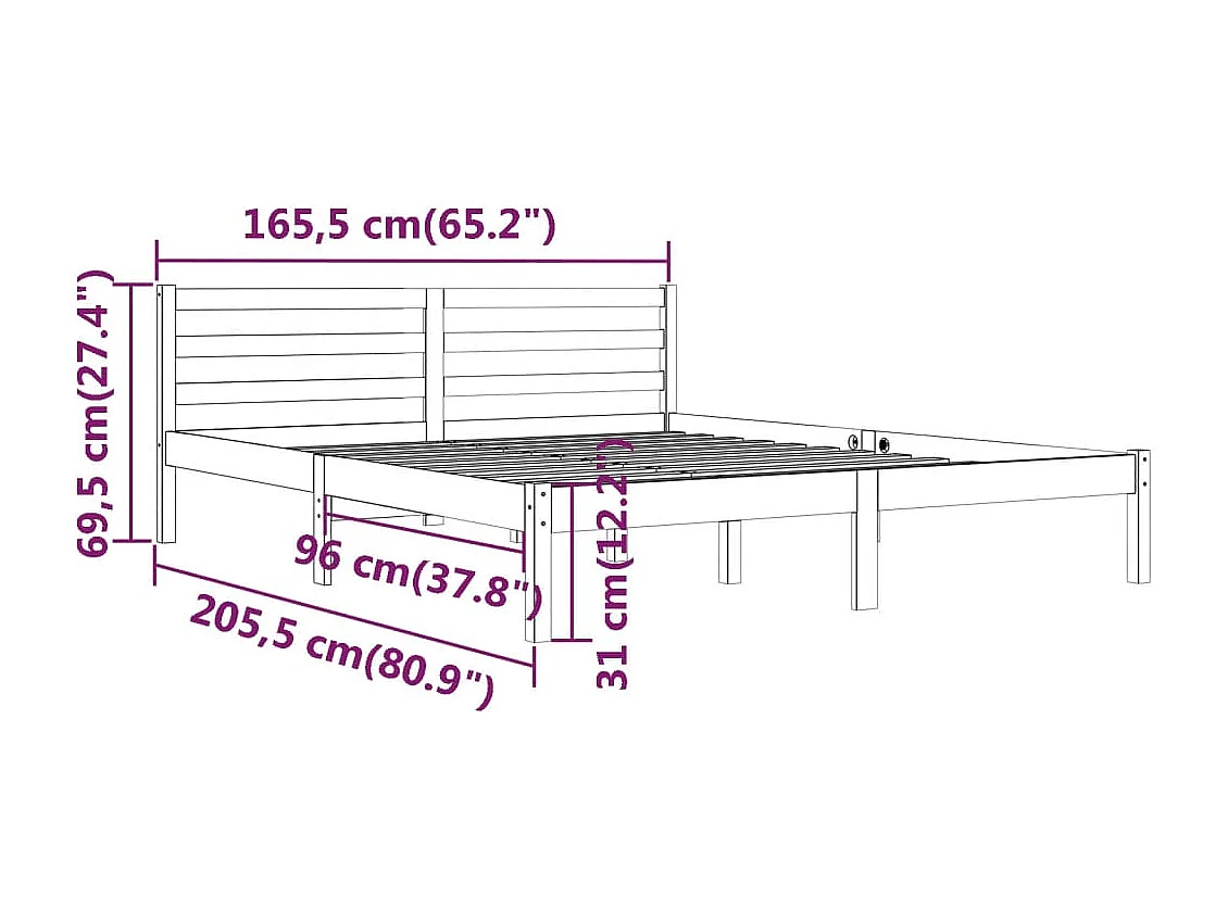 Lit Bois de pin massif 160x200 2