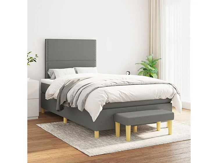 Sommier à lattes de lit avec matelas Gris foncé 120x200 Tissu