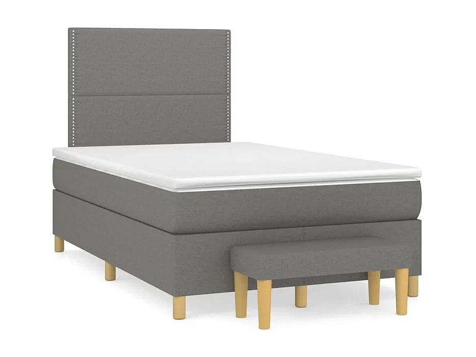 Sommier à lattes de lit avec matelas Gris foncé 120x200 Tissu