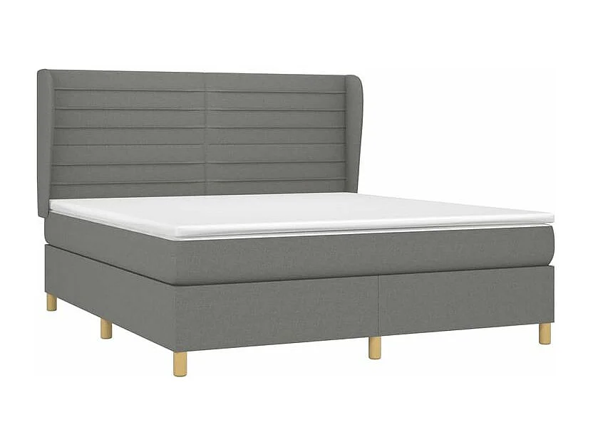 Sommier à lattes de lit avec matelas Gris foncé 160x200 Tissu