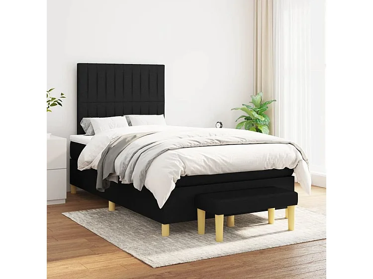 Sommier à lattes de lit avec matelas Noir 120x200 Tissu