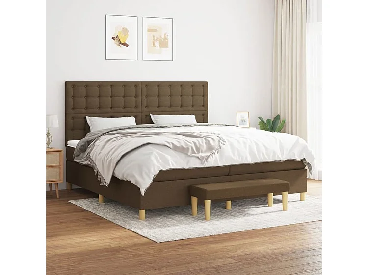 Sommier à lattes de lit avec matelas Marron foncé 200x200