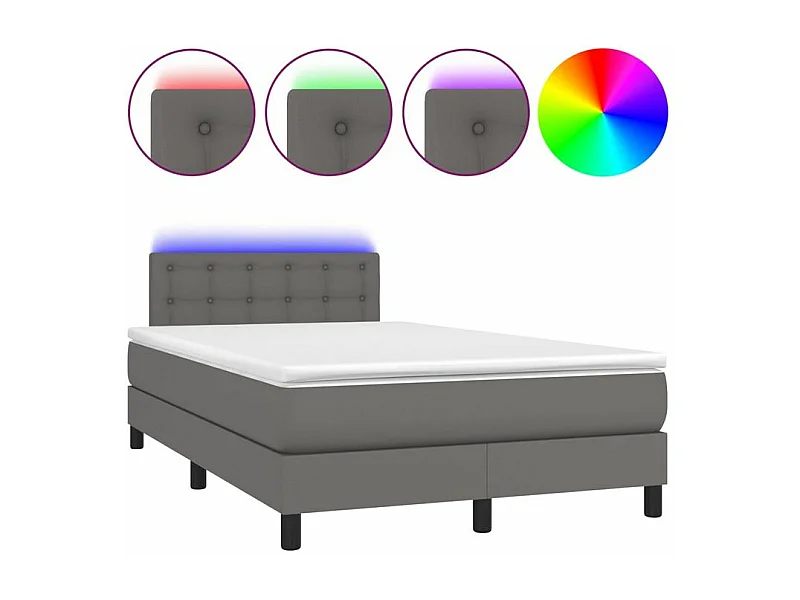 Sommier à lattes de lit avec matelas et LED Gris 120x200