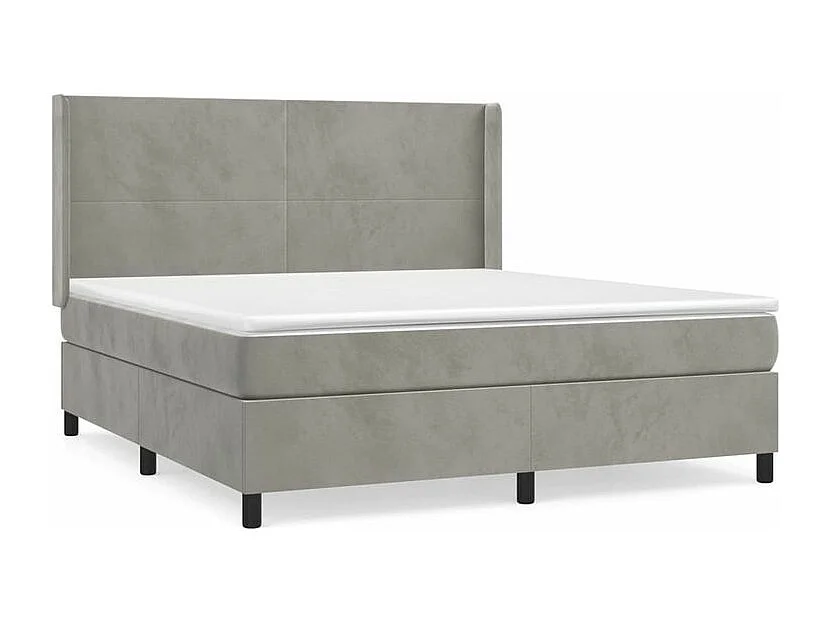 Sommier à lattes de lit et matelas Gris clair 180x200 Velours
